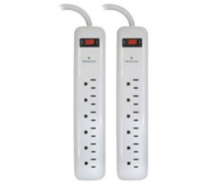 POWERZONE OR2013X2 Surge Protector 6-Outlet Cord White