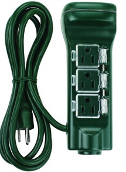 POWERZONE ORCDTSTK6 Timer Touch and Ground Stake 6 Outlet Green