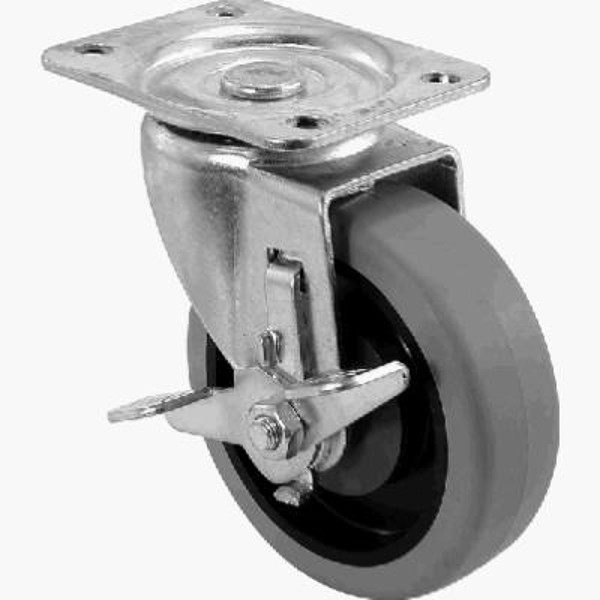 Shepherd Hardware 9736 Swivel Caster 4 In Thermoplastic Rubber with Brakes
