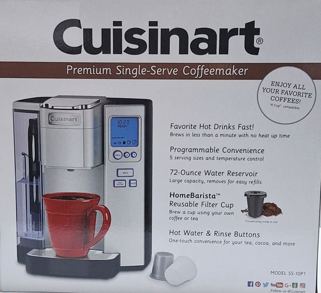 Cuisinart SS10 Single Serve Premium Coffeemaker Stainless Steel Compact Design Brew Coffee Pods