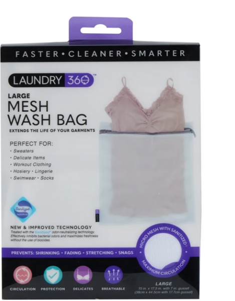Kennedy International W-82475 Large Mesh Wash Bag 15x17 In Sanitized