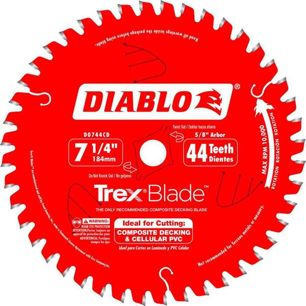 Diablo D0744CD Circular Saw Blade 7 1/4 In 44 Tooth for Composite Decking