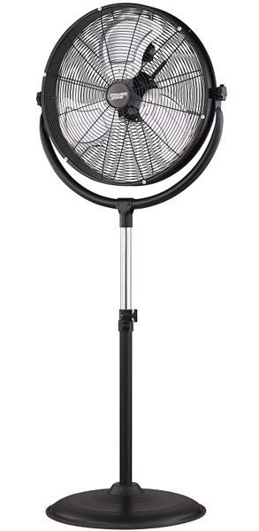 POWERZONE FES50-T5 Stand Fan 20 In High-Velocity Pedestal 120V Metal Blade Black