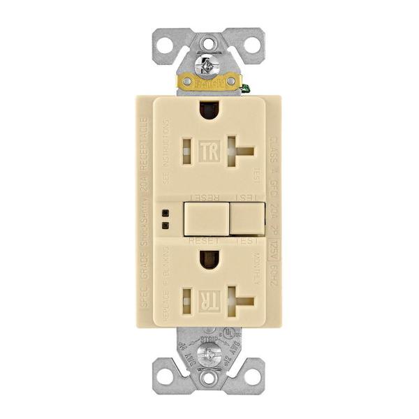 EATON-COOPER WIRING TRSGF20V Duplex Receptacle 125VAC 20A 2 Pole 3 Wire Tamper Resistant Ivory