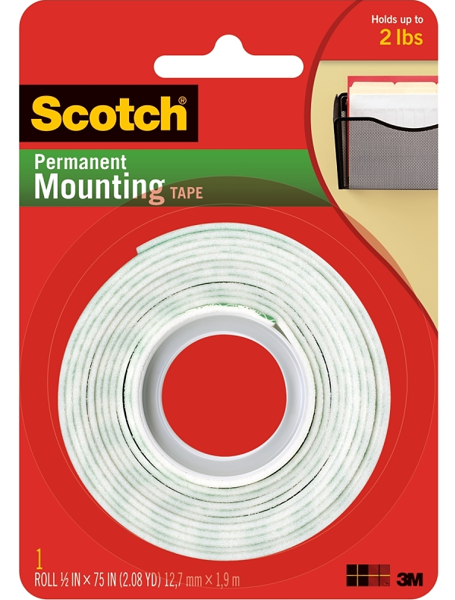 3M 110S/110P Mounting Tape 1/2 In X 75 Ft White