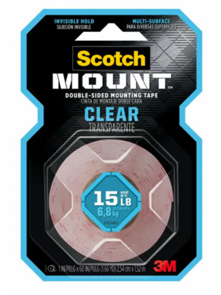 3M 410H Heavy Duty Mounting Tape 1 In x 60 Ft Clear