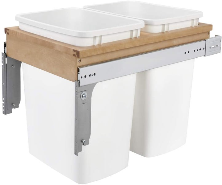 REV-A-SHELF 4WCTM-18DM-2 Waste Container 35 Qt Drawer Hardware Double Wood Top Mount