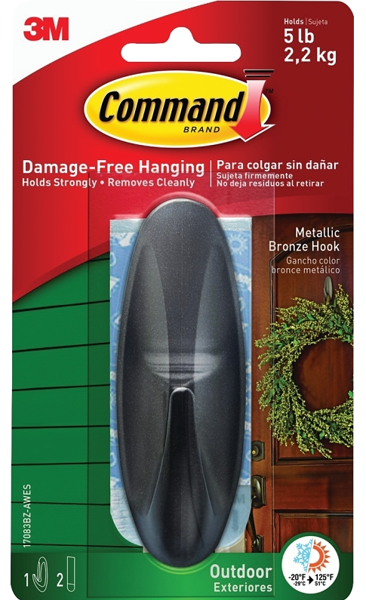 3M 17083BZ-AWES Large Pack Storage Hook Metallic Bronze with Foam