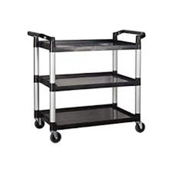 Winco UC-3019K Utility Cart 3 Tier 40-3/4 In X 19-1/2 In X 37-3/8 In Black with Wheels