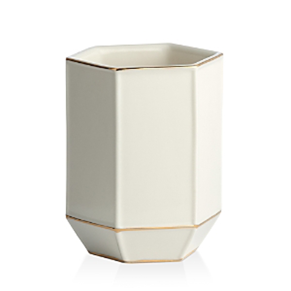 Kassatex AHN-T-W Tumbler Porcelain Gold Tone Trim Gold
