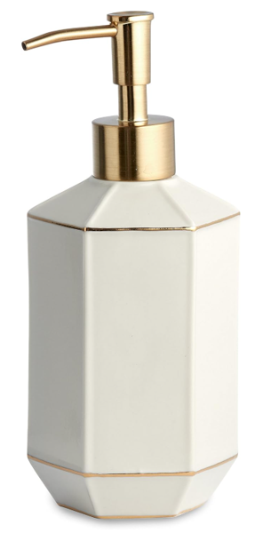Kassatex AHN-LD-W Lotion Dispenser Porcelain Gold Tone Trim