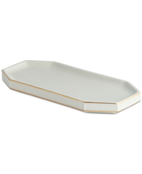 Kassatex AHN-TR-W Tray Porcelain Gold Tone Trim Gold
