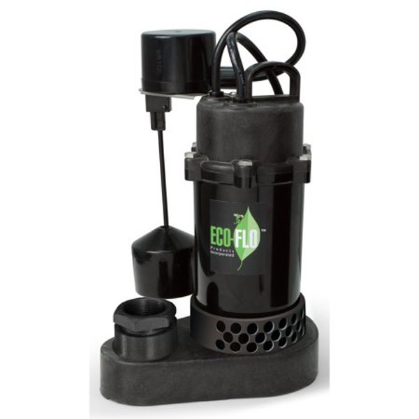 ECO-FLO SPP50V Sump Pump 4080 Gal Capacity 1/2 HP 1-1/4 In Outlet 6 Amps 115 Volts 32 Ft