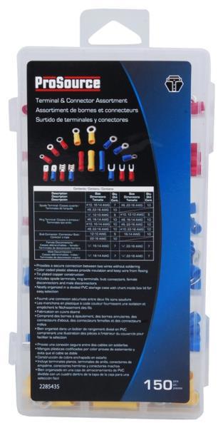 ProSource 60201 Terminal Connector Assortment 150 Piece Copper PVC Case