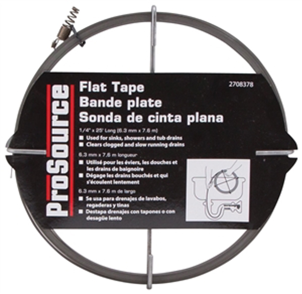 ProSource DC00006-25 Sink Cleaner Flat Tape 1.4 In 25 Ft Spring Cable