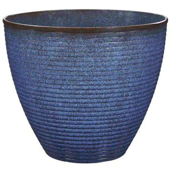 Soundbest Int Sourcing PT-S007 Wave Pattern Planter High Quality Resin 17-3/4 In x 15 In Blue