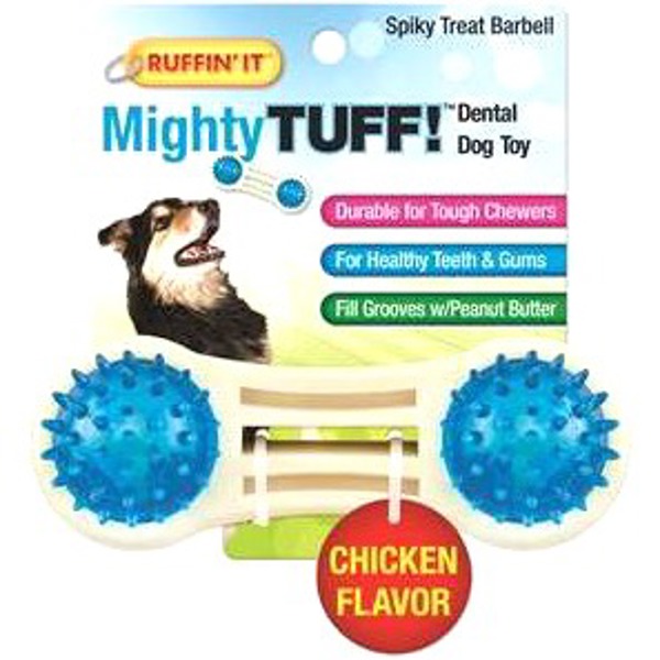 Rhode Island Textile 80653 Dental Dog Barbell Toy 5.5 In Spiky