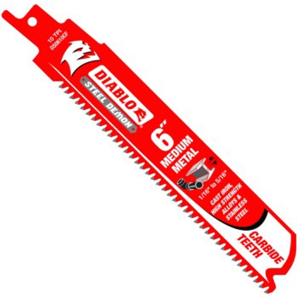 Diablo DS0610CF Straight Tapered Saw Blade 6 In 10 TPI Steel Body Carbide Smooth