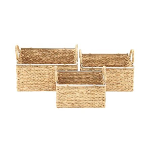 UMA 41143 3 Piece Seagrass Basket Set 12 In 14 In 16 In Wide
