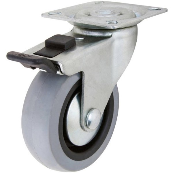 Shepherd Hardware 3546 Swivel Caster With Brake 3 Inch Medium Duty Gray
