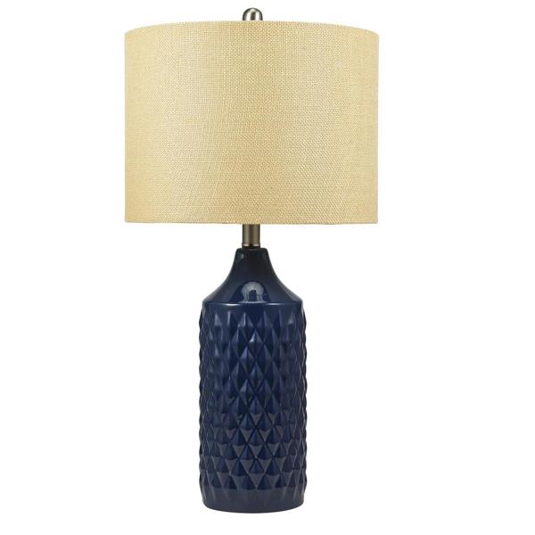 Evolution Lighting 19970-003 Table Lamp 26.5 In Navy Blue Ceramic with Linen Shade