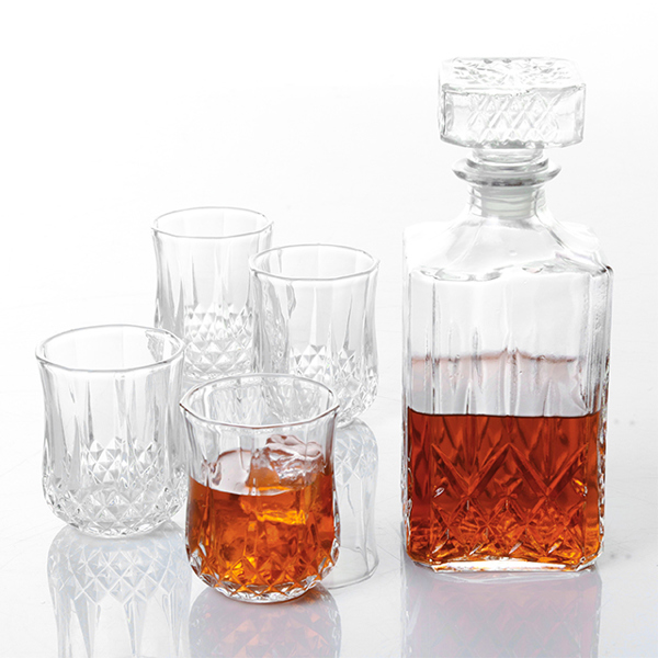 Gibson Home 10714805 Whiskey Decanter and Glass Set 5 Piece Dishwasher Safe Clear Glass