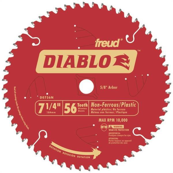 Diablo D0756N 7-1/4 In 56 Tooth Saw Blade Non Ferrous Metal and Plastic Carbide Cutting Edge