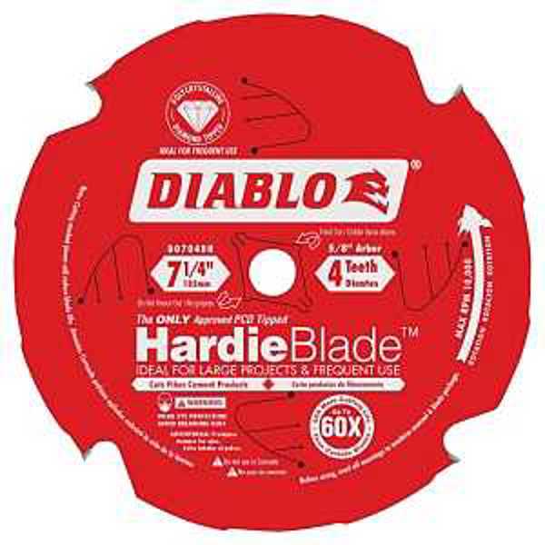 Diablo D0704DH Circular Saw Blade 7-1/4 In 5/8 In 4 Teeth PCD for Fiber Cement