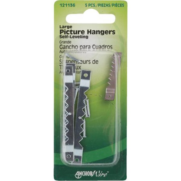 Hillman Group 121136 Large Picture Hanger 1 Lb Steel Zinc Self-Leveling Anchor Wire