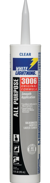 White Lightning 30067 Clear Caulk 10 Oz Curing Time 5 to 7 Days