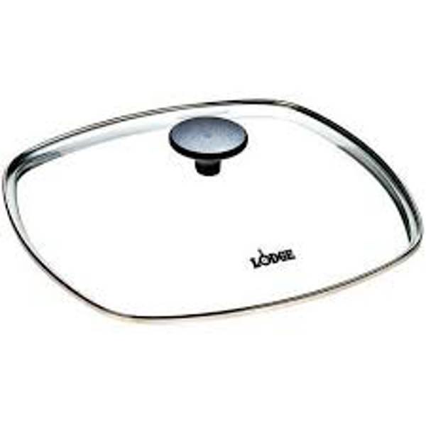 Lodge MFG CO GLSQ10 Square Tempered Glass Cover 10.5 In Oven Safe to 400 Degree F Phenolic Knob