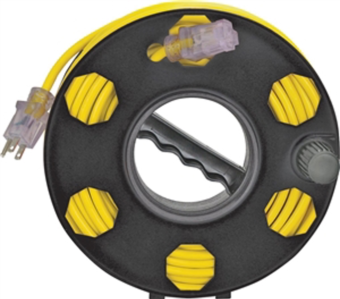 POWERZONE ORCR2002 Cord Storage Reel 100 Ft Black Plastic