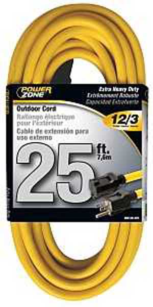 POWERZONE TW123Y25 Yellow Extension Cord 25 Ft Extra Heavy Duty 12AWG Cable 125V