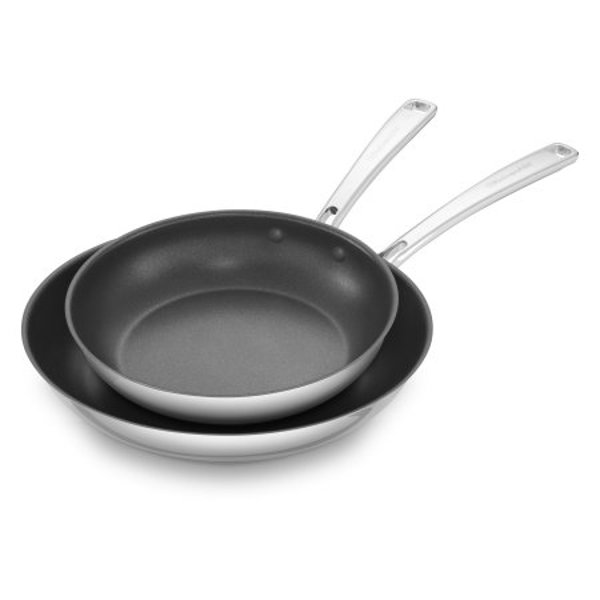 KitchenAid KC2S10NTLS Twin Pack Skillet 10 In and 12 In Nonstick Stainless Steel