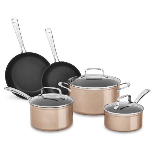 KitchenAid KC3H1S08TZ Cookware Set 8 Piece Hard Anodized Nonstick Toffee Delight Includes 8 Inch Skillet and 10 Inch Skillet