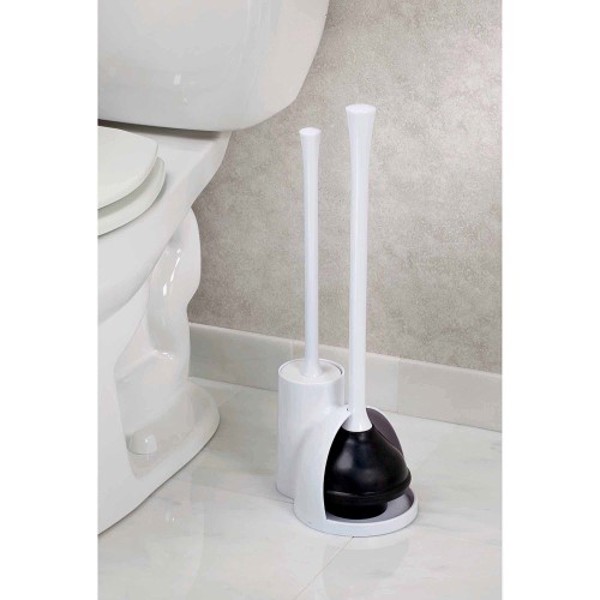 InterDesign 93171 Una Slim Toilet Brush and Plunger White