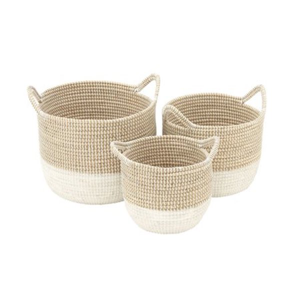 UMA 41145 3 Piece Seagrass Basket Set 13 In 16 In 18 In