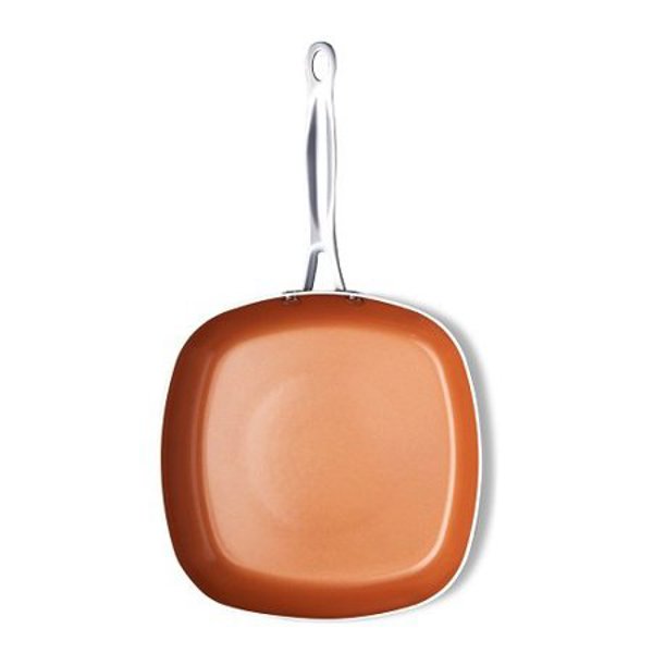 Gotham Steel 1735 11 In Square Fry Pan Ceramic and Titanium Nonstick Copper