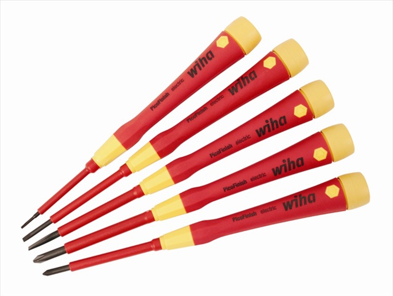 WIHA QUALITY TOOLS 32085 Insulated Screwdriver Set 5 Piece Slot Phillips