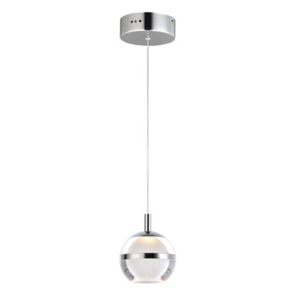 ET2 E24591-93PC Integrated LED Mini Pendant Light 4-1/2 In Polished Chrome Glass Globe Shade