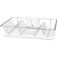 4685-WHITE 3 Piece Dish Rack with Tray - White