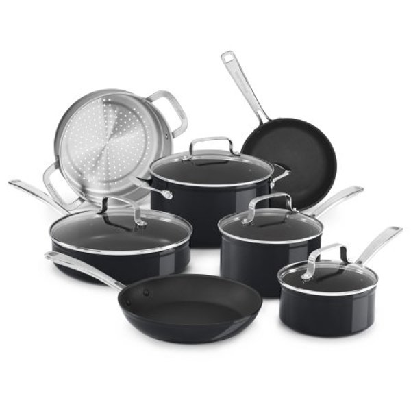 KitchenAid KC3H1S11BE Cookware Set 11 Piece Hard Anodized Black Sapphire Includes 8 In Skillet and 10 In Skillet