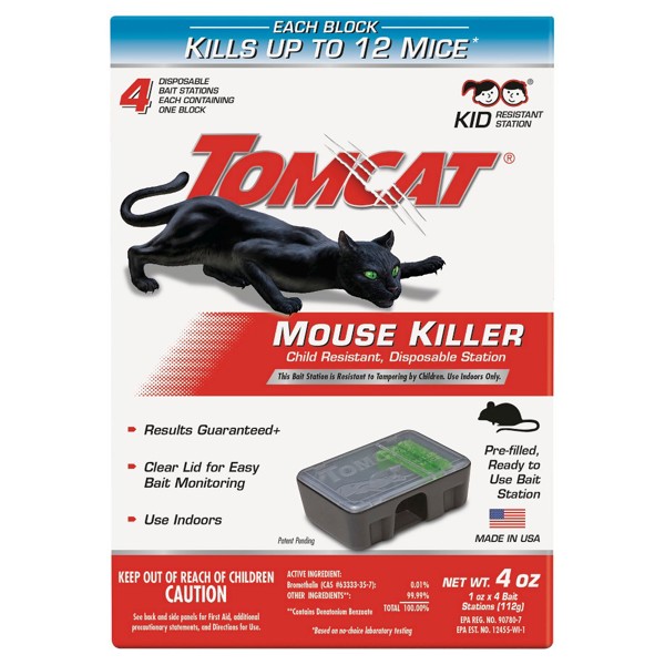 Scotts Company 0371610 Mouse Killer 1 Oz Capacity Child Resistant Disposable Station 4 Pack Emerald Green