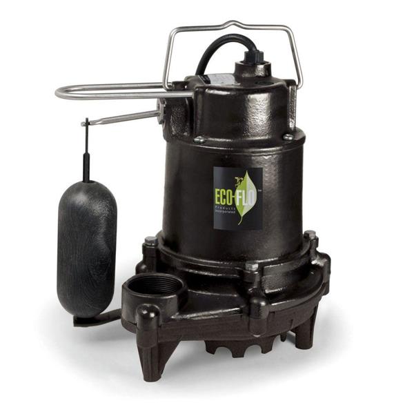 ECO-FLO EFSA33 Submersible Sump Pump 1/3 HP 6.5 Amps 115 Volts 1-1/2 In Outlet 20 Ft Max Head Cast Iron