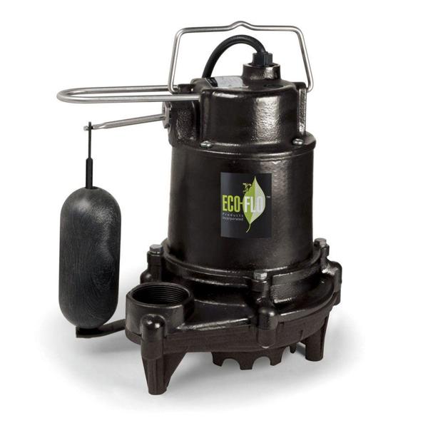 ECO-FLO EFSA50 Cast Iron Submersible Sump Pump 1/2 HP 115V 1-1/2 In Outlet 26 Ft Max Lift Head 5100 GPH
