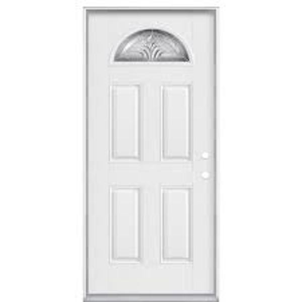 Masonite FANFGPH3068LHOS Prehung Fiberglass Door 3/0 X 6/8 Left Hand Inswing Nickel Hinges Fanlite