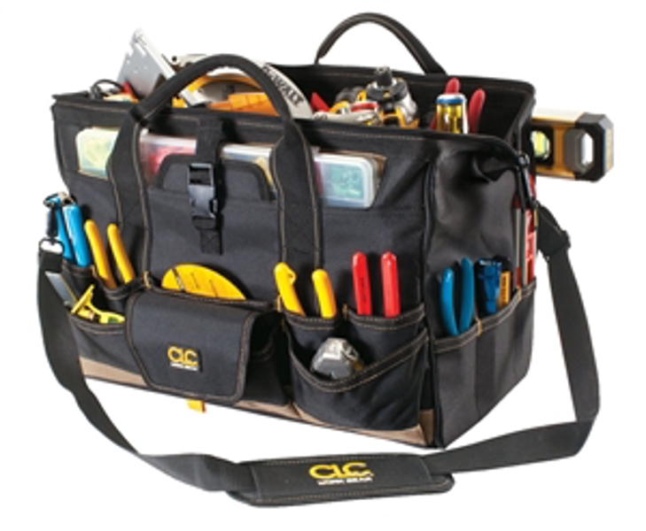 Custom Leathercraft 1535 Fabric Tool Bag 18 In L 11 In W 600D Polyester 37 Pockets