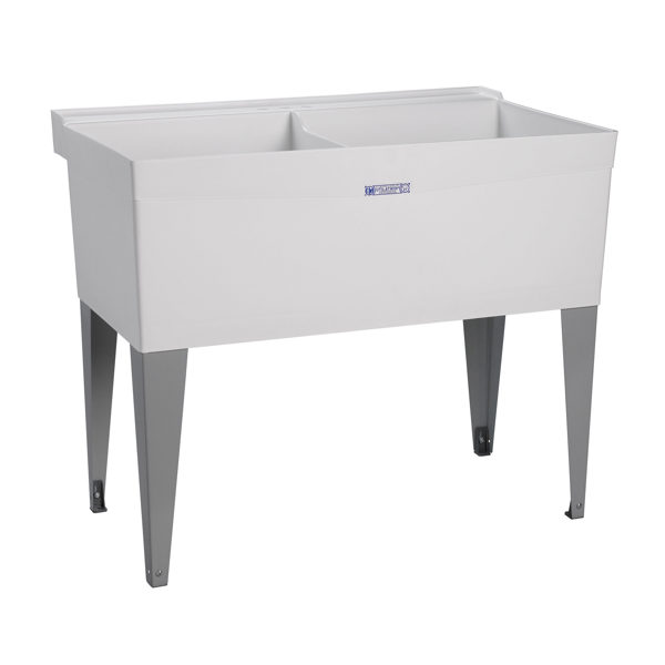 Next Plumbing Supply MU27F Double Bowl Laundry Tub with Legs White