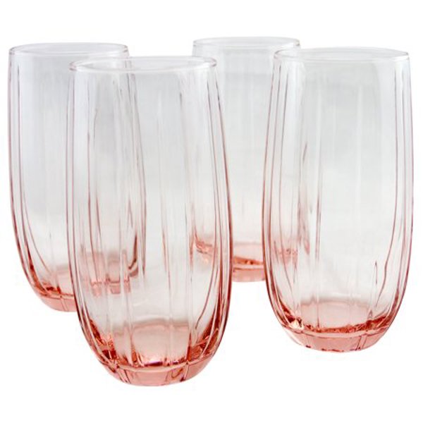Gibson Overseas Inc 1092638 Cooler Glass Set 4Pc Pink