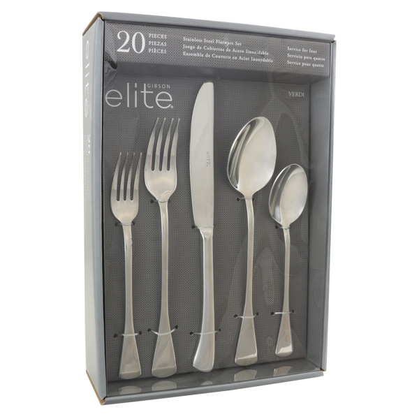 GIBSON OVERSEAS INC 94228.20 20 Piece Flatware Set Brown Braid Mirror Polish